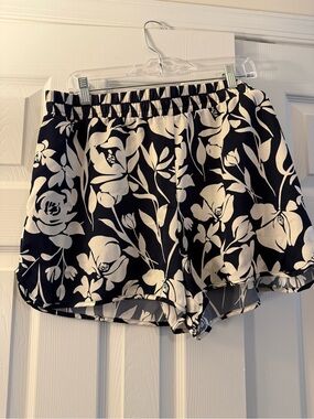 Target Navy and White Floral Elastic-Waist Athletic Shorts
